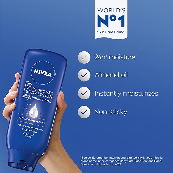 NIVEA Nourishing In Shower Lotion, Water Activated In Shower Moisturizer - Image 2