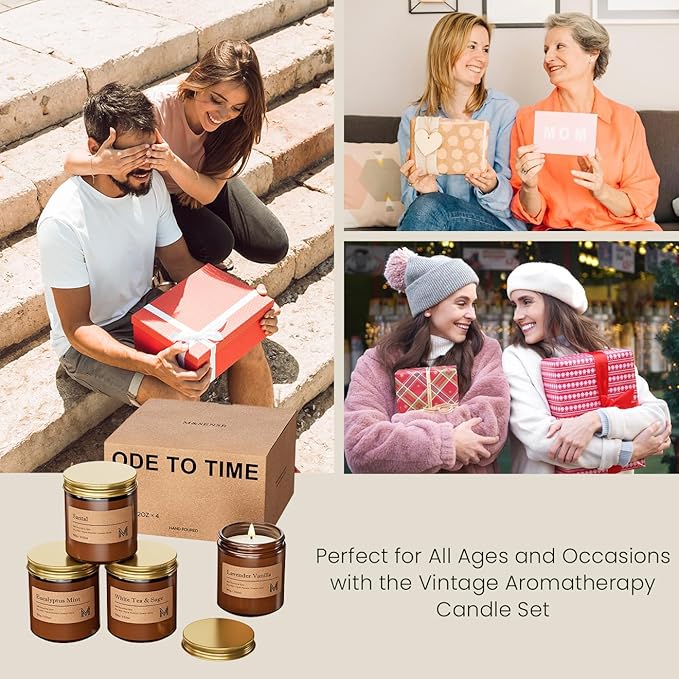M&SENSE 4 Pack Fall Christmas Candle Gift Set, Aromatherapy Candle Gift - Image 6
