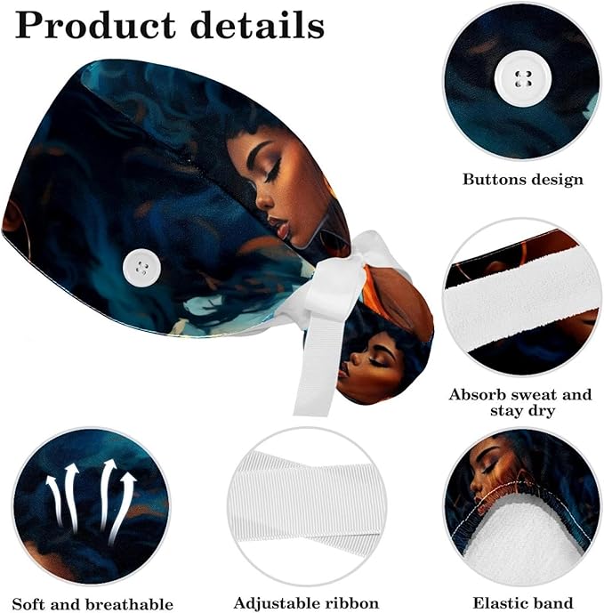 Scrub Cap with Hair Scrunchy, Ponytail Holder Surgical Cap - Image 4