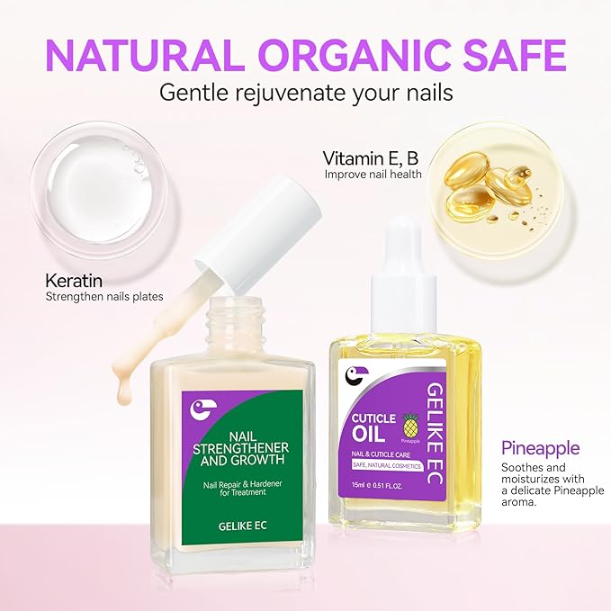 Gelike EC 2-in-1 Nail Rescue Kit: Apricot Nail Nail Growth Treatment & - Image 4