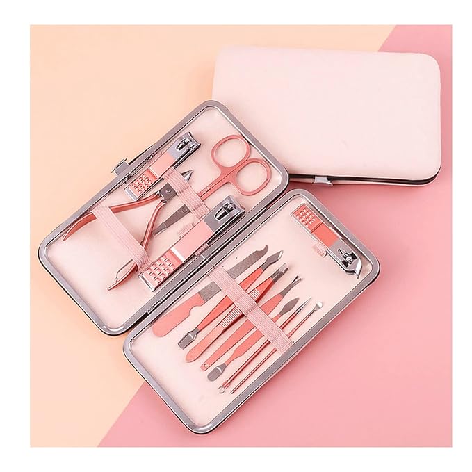 Pink Manicure Set Beauty Tool Portable 12 in 1 by koofull