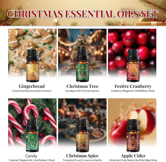 Winter Essential Oil Set | 6 Pack Holiday Fragrance Oils - Image 2