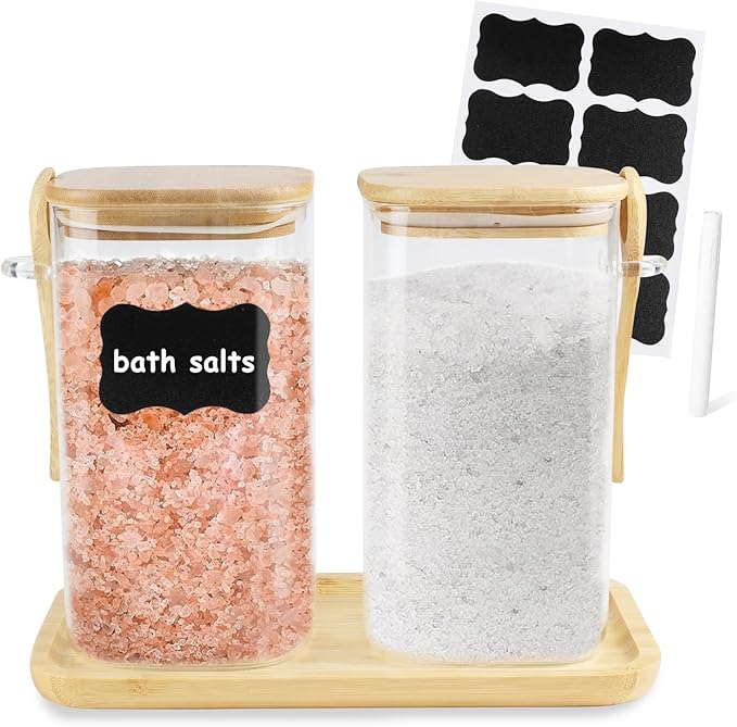 Glass Bath Salt Jars, 40oz Bath Salt Container by Unknown