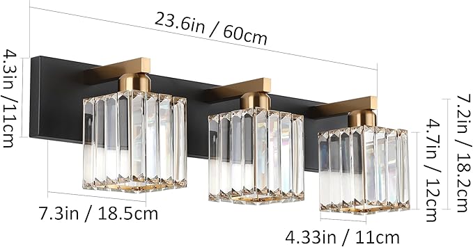 Aipsun Crystal Vanity Light Bathroom Lighting Fixtures 3 Light Modern Vanity - Image 4