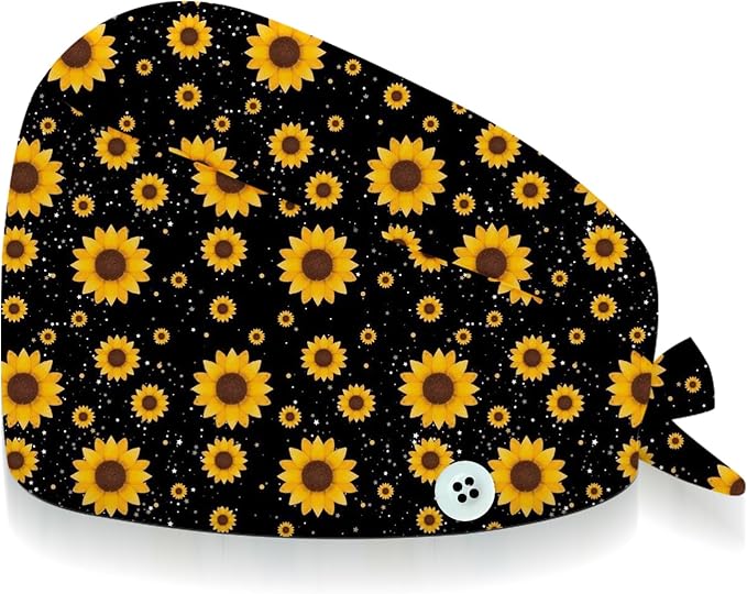 Adjustable Scrub Cap with Buttons & Sweatband, Working Hat with Elastic Tie Back by Unknown