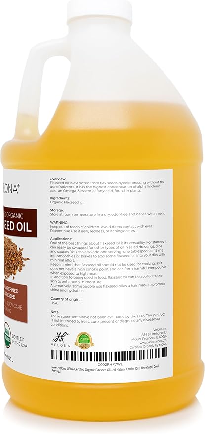 velona USDA Certified Organic Flaxseed Oil - Image 3
