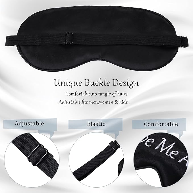 Geyoga 4 Pieces Funny Eye Mask for Sleep Soft Satin Eye Mask Blackout Blindfold - Image 4