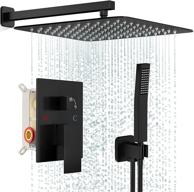 FPXRNG Black Shower Faucet Set, Rainfall Shower System by FPXRNG