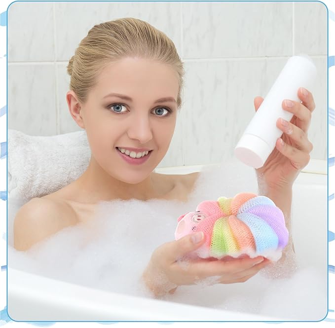 Tatuo 4 Pcs Animal Bath Loofahs Kids Body Loofah Cartoon Shower Cute Bath - Image 4