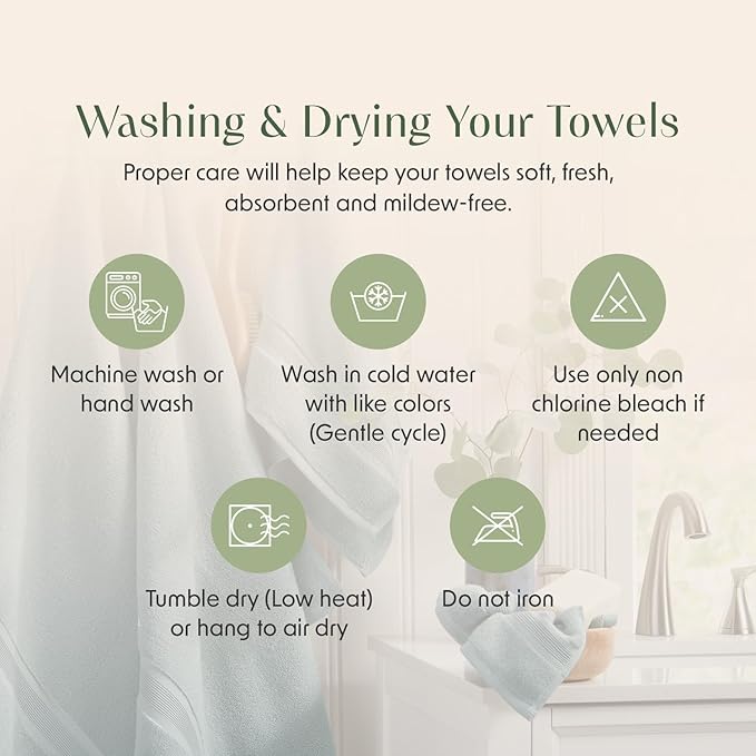 Springtree Home Luxury Bamboo Rayon Bath Towel Set 6 Piece Set | 35% Bamboo - Image 8