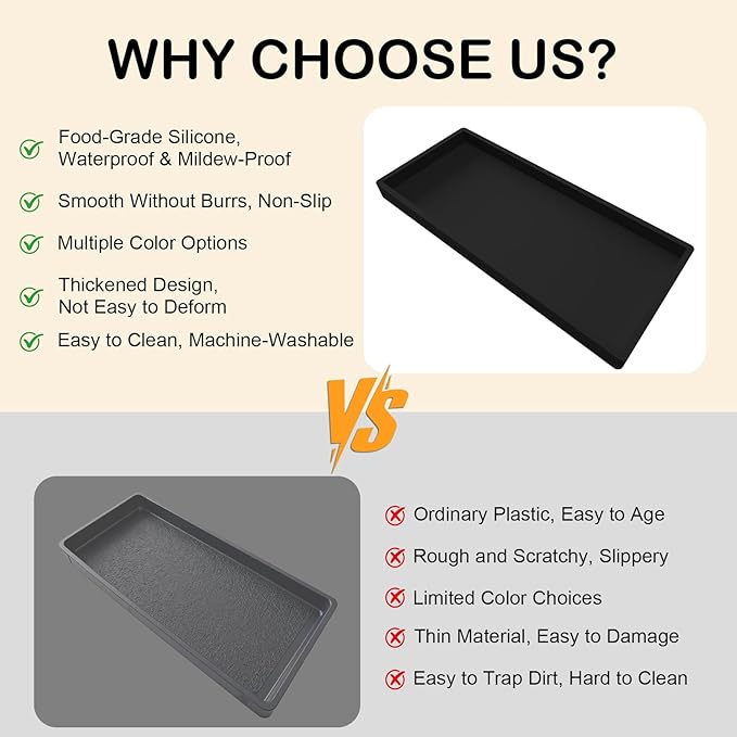 Bathroom Vanity Tray, 7.8 x 3.9 Inch Silicone Bathroom Tray Countertop - Image 5