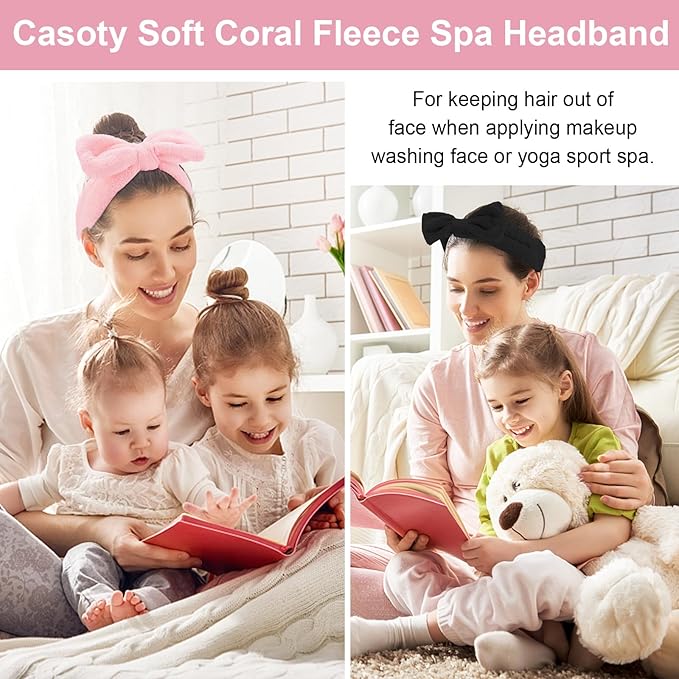 Casoty Black White Pink Skincare Headband - Image 2