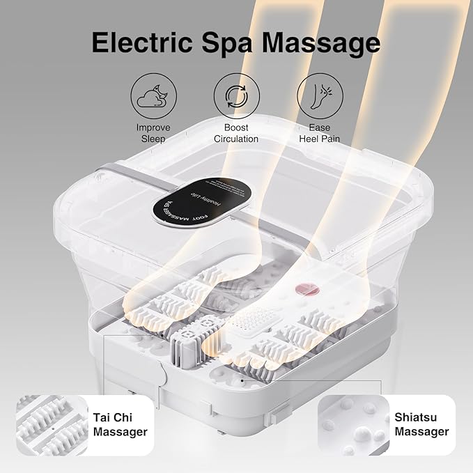 Pedicure Foot Spa with Bubble and Heat, Collapsible Foot Soaking Tub with - Image 2