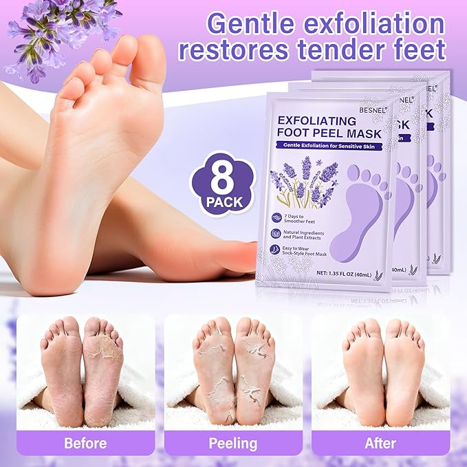 12Pack Moisturizing＆8Pack Foot Peeling Foot Mask, Hydrating Foot Masks Dry - Image 2