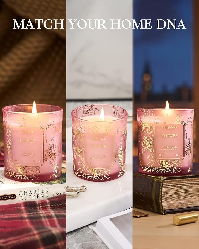 M&SENSE Jasmine Scented Natural Soy Candle, 8.1oz 42H Non-Toxic Long Burning - Image 6