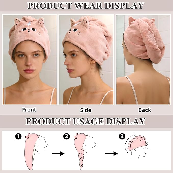2Pack Microfiber Hair Towel Wrap - Image 2