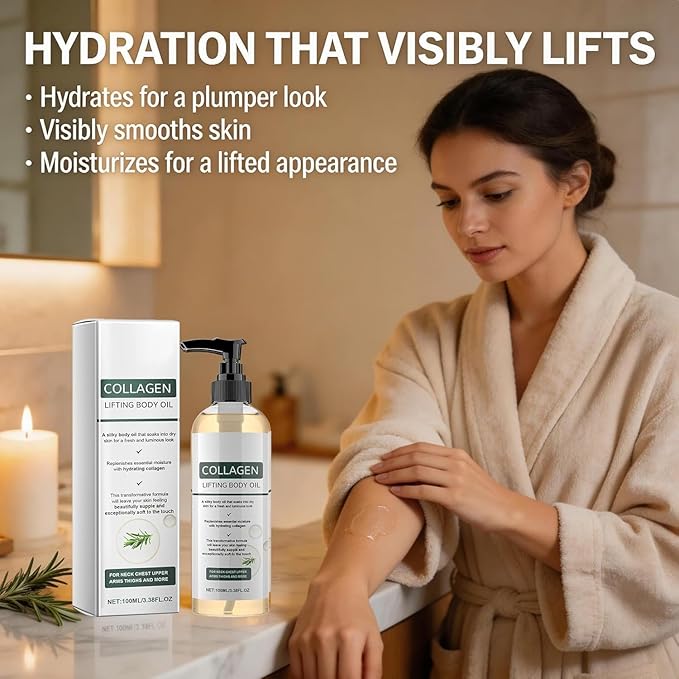 Collagen Lifting Body Oil after Shower, Moisturizing Anti Aging Silk Body Oils - Image 7