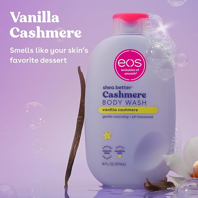 eos Travel Vanilla Cashmere Body Wash- Travel Size Body Wash, Moisturizing - Image 2