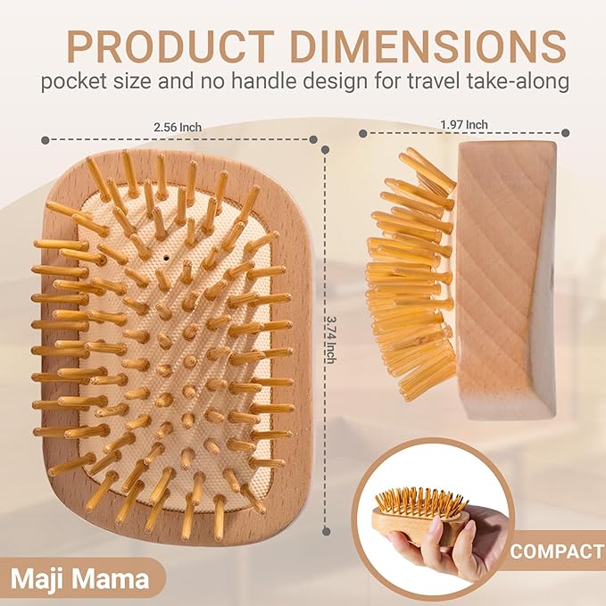 Handmade Natural Wooden Hair Brush Hairbrush - Image 4