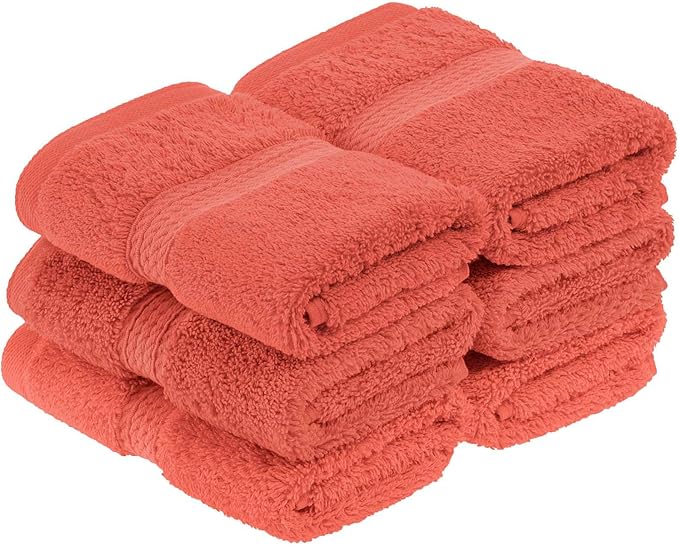 SUPERIOR Egyptian Cotton Pile Face Towel/Washcloth Set of 6, Ultra Soft Luxury - Image 2