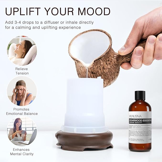 Cedarwood Essential Oil 100ML, 100% Pure Natural Cedarwood Oils Premium Grade - Image 6