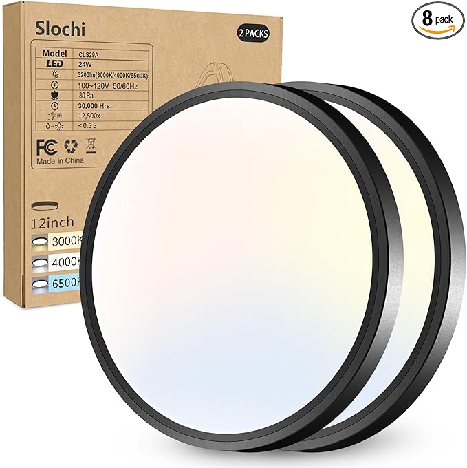 2PACK LED Flush Mount Ceiling Light Fixture, 3000K-4000K-6500K & 150W by CeilingLights