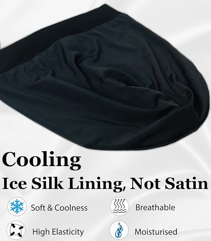 Sleep Cap Bonnet for Sleeping Black Women, Adjustable Cooling Ice Silk Lined - Image 5
