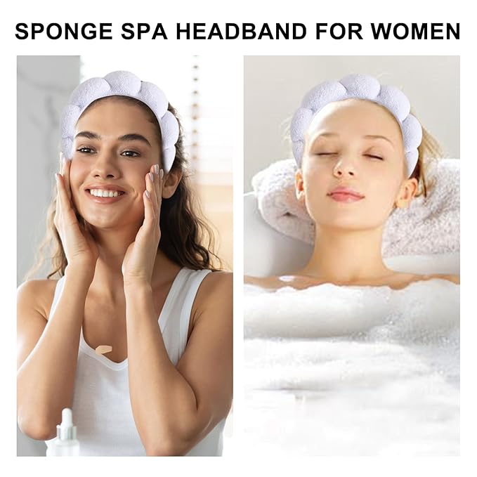 Beleki Spa Headband for Washing Face Wristband Set Sponge Headband Makeup - Image 4