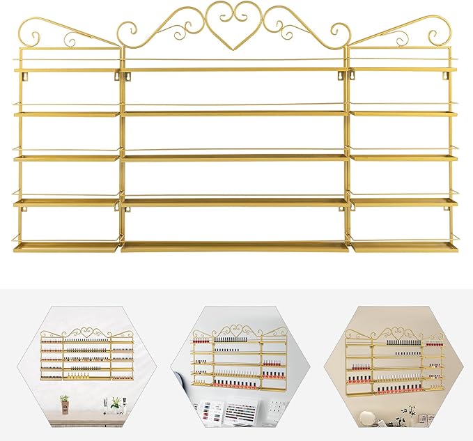 5 Tiers Wall-Mounted Nail Polish Storage Racks Metal Nail Polish Holder - Image 6