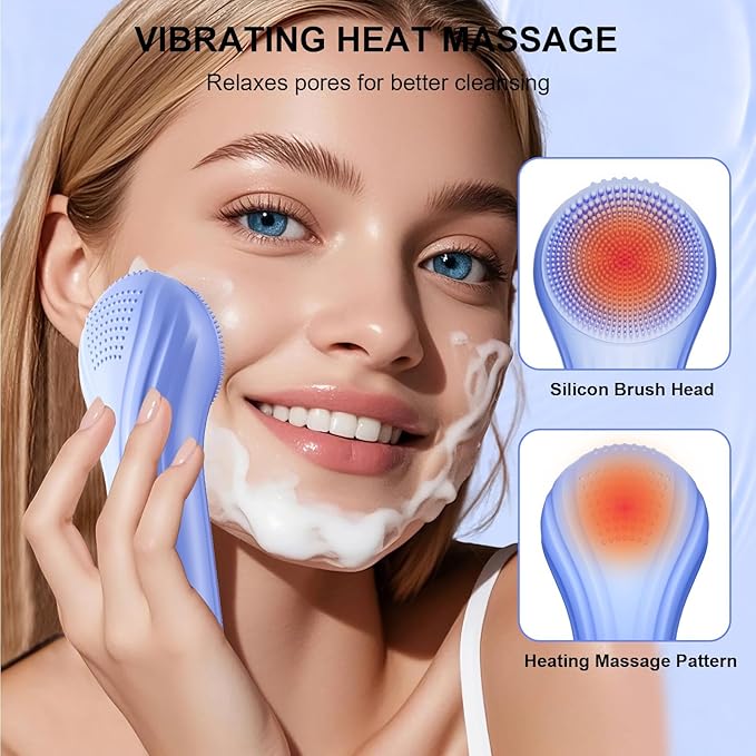 Silicone Face Scrubber, Waterproof Electric Facial Cleansing Brush - Image 5