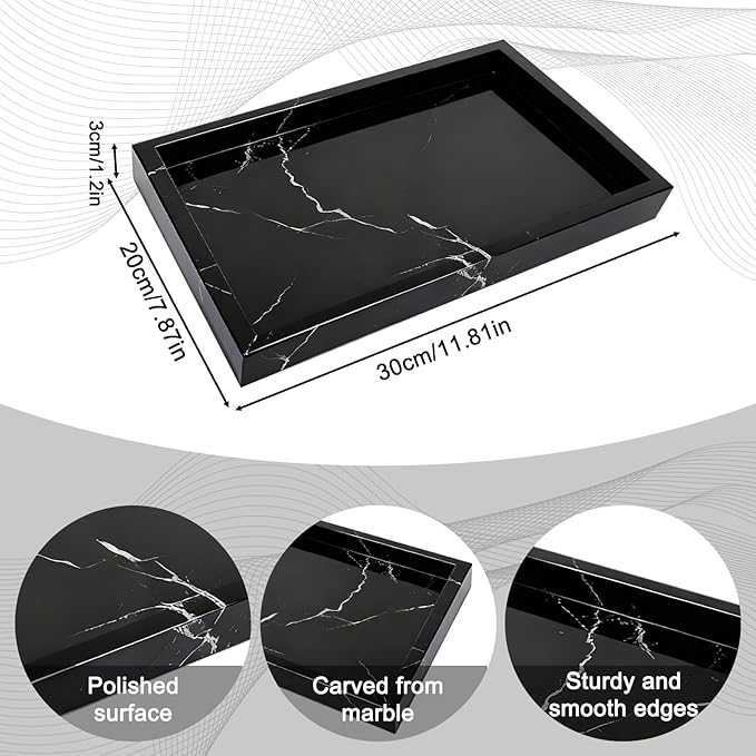 Pure Natural Marble Tray for Bathroom, Sink. Cosmetics, toiletries, etc. can be - Image 2