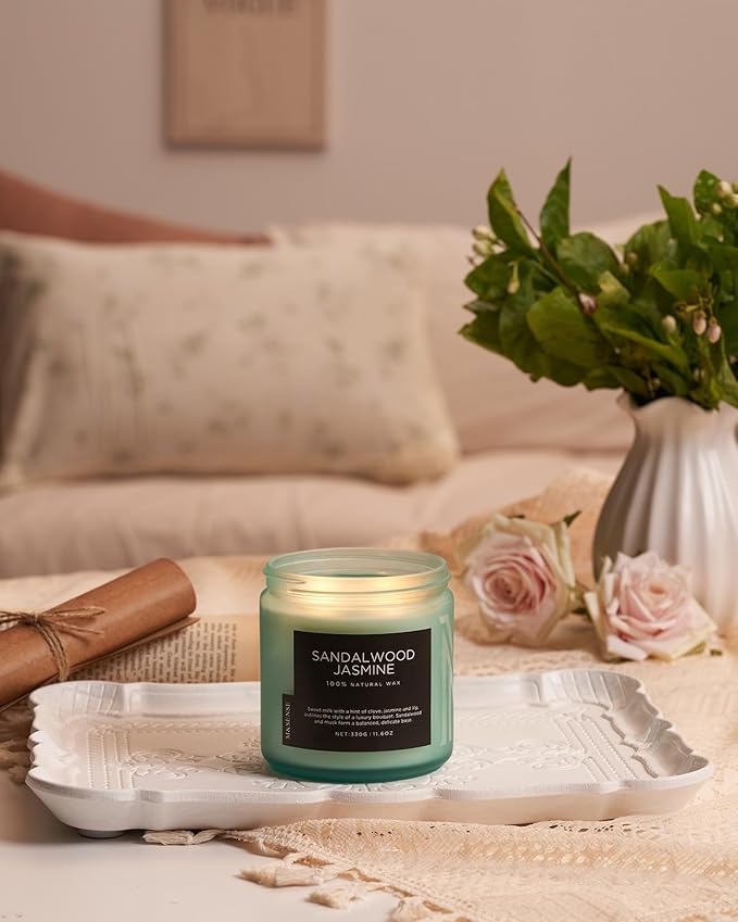 M&SENSE Sandalwood Jasmine Home Scented Candles, 11.6oz Organic Natural Soy Wax - Image 8