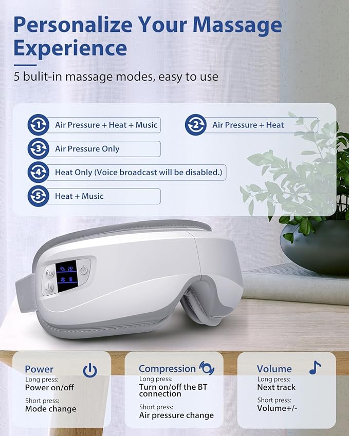 Eye Massager with Heat & Bluetooth Music, Mothers Day Birthday Gifts - Image 4