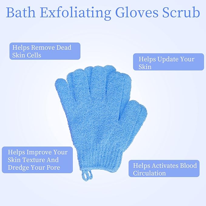 4 Pairs Bath Exfoliating Gloves Scrub, Double Sided Bath Mitts Scrubs - Image 4