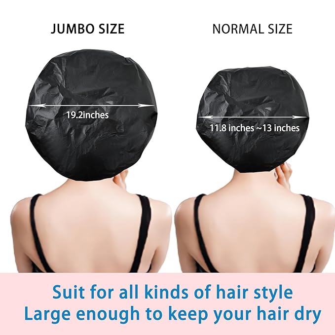 Super Jumbo Shower Cap 2 PCS Waterproof Shower Caps - Image 3