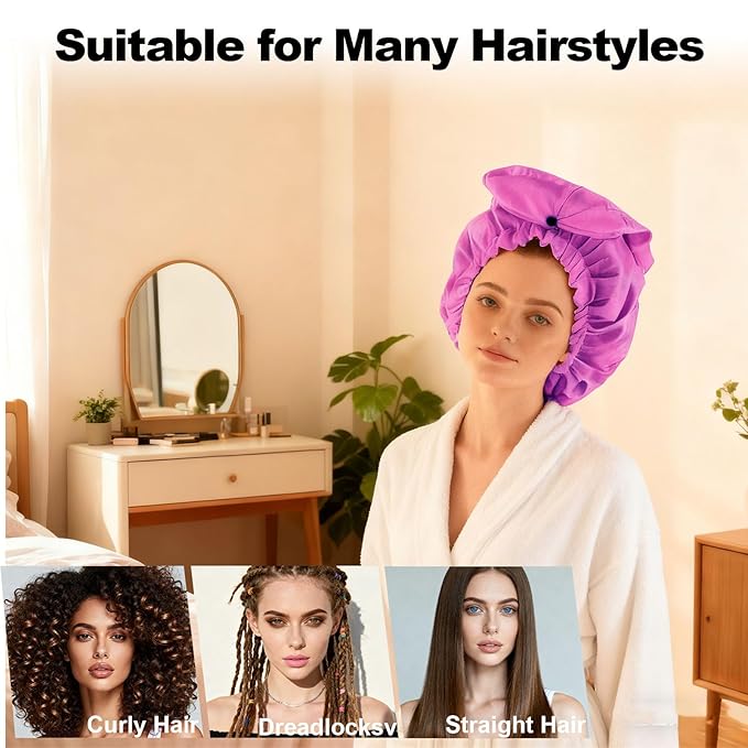 ELEBOX Extra Large Shower Cap for Braids/Curly Hair/Dreadlock | Reusable - Image 3