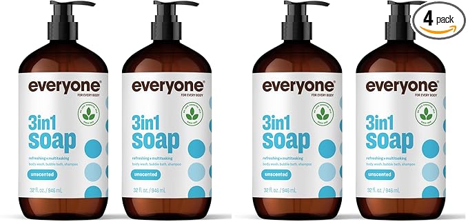 Everyone 3-in-1 Soap, Body Wash, Bubble Bath, 32 Ounce, made by Everyone