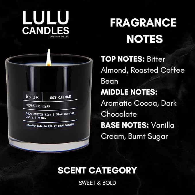 Lulu Candles | Espresso Bean | Luxury Scented Soy Jar Candle | Hand Poured in - Image 3