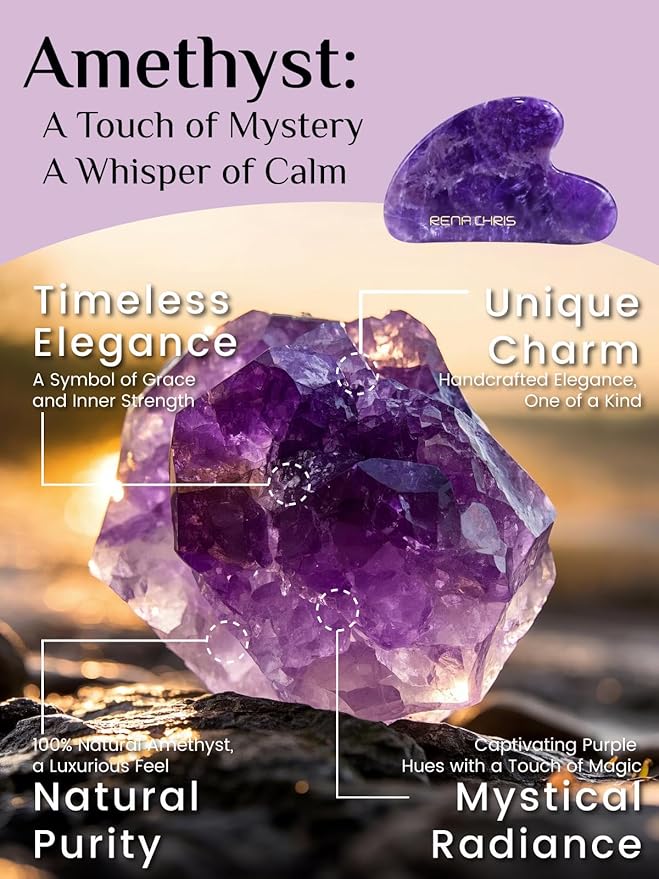 Rena Chris Gua Sha Facial Tools: Natural Amethyst Guasha Tool - Image 2