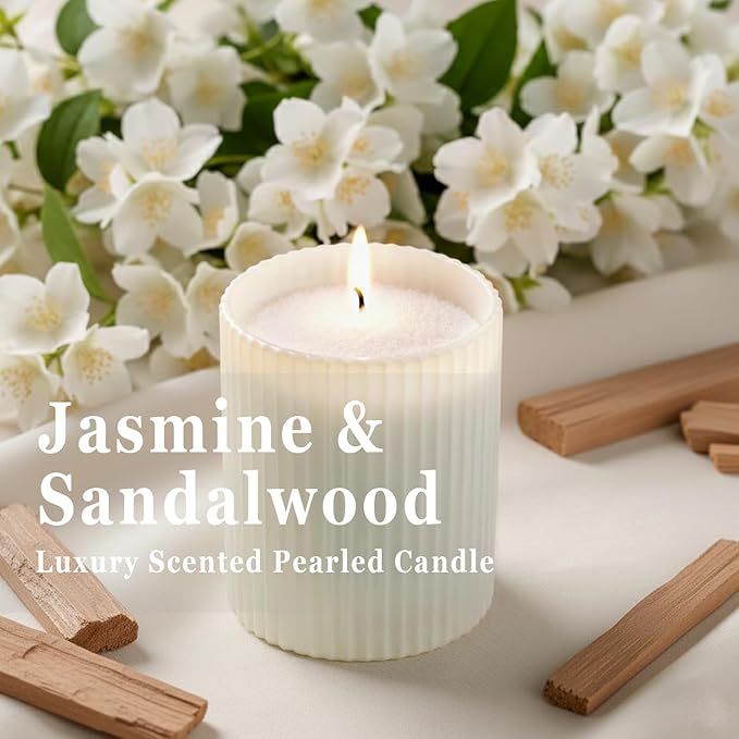 36oz Scented Candle Sand Wax, Sandalwood& Jasmine- 2 Tubes Scented Pearled - Image 2