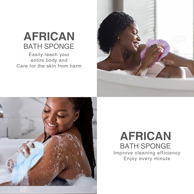 UJFQBH 3 Pieces African exfoliating net African Net Long Net Bath Sponge - Image 7