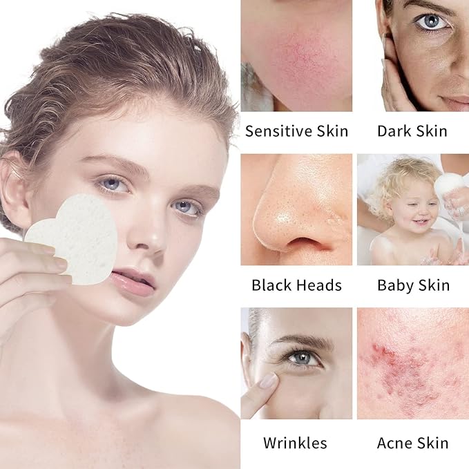 50-Count Facial Sponges Compressed, 100% Natural Cellulose Face Sponge - Image 3