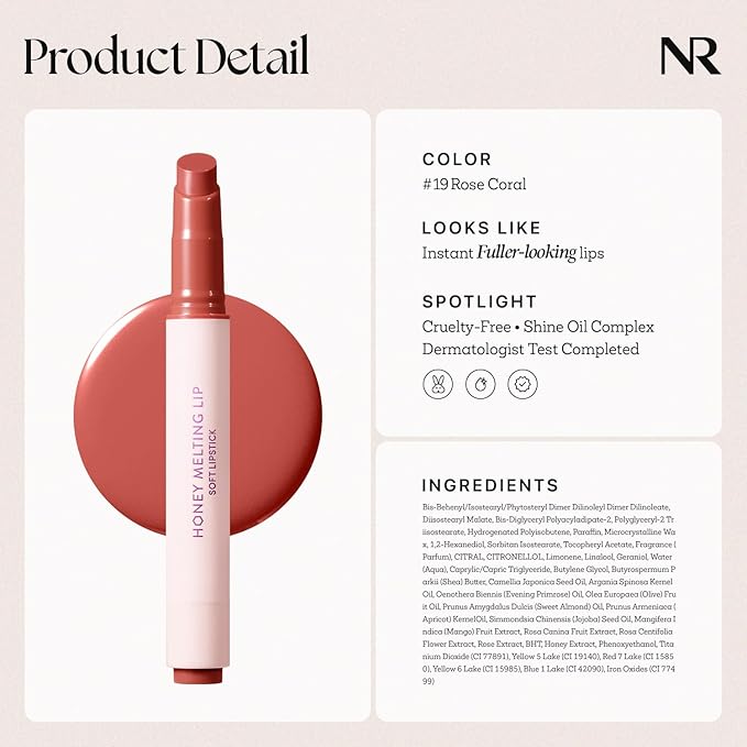 Nature Republic HONEY MELTING LIP SOFT LIP STICK, Hydrating Gloss, Moisturizing - Image 7