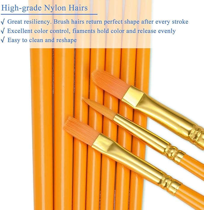 BOSOBO Paint Brushes Set, 2 Pack 20 Pcs Round Pointed Tip Paintbrushes Nylon - Image 4