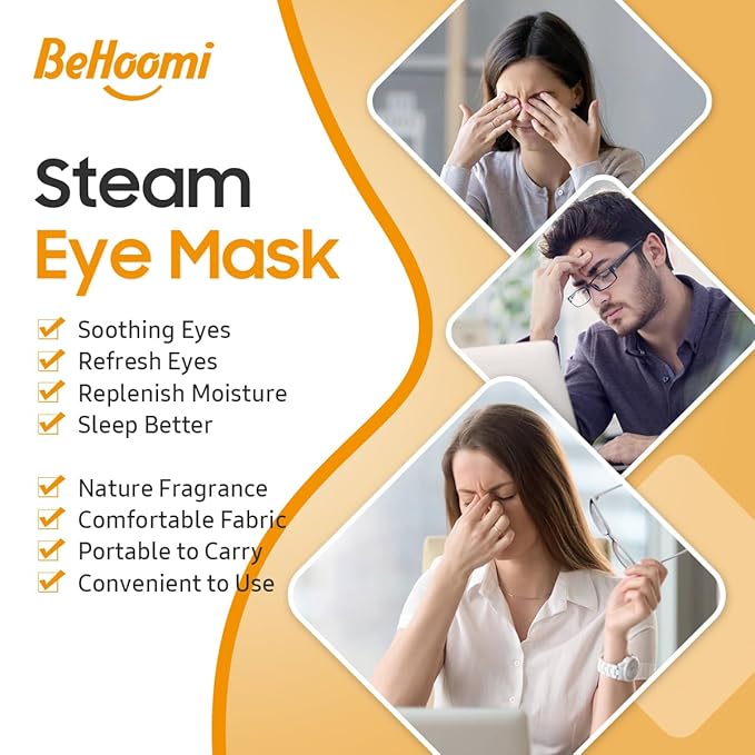 BeHoomi Steam Eye Mask, Self Heating Disposable SPA Warm Compress - Image 3