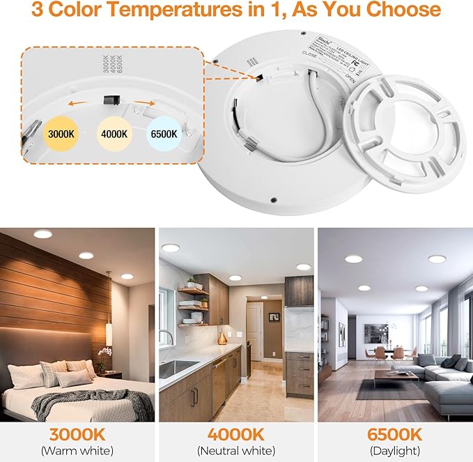 1PACK LED Flush Mount Ceiling Light Fixture, 3000K-4000K-6500K & 100W - Image 3