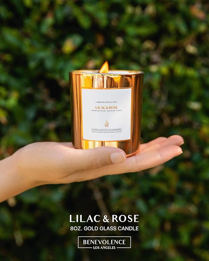Benevolence LA Lilac & Rose Wood Wick Candles | Soy Christmas Scented Candles - Image 2
