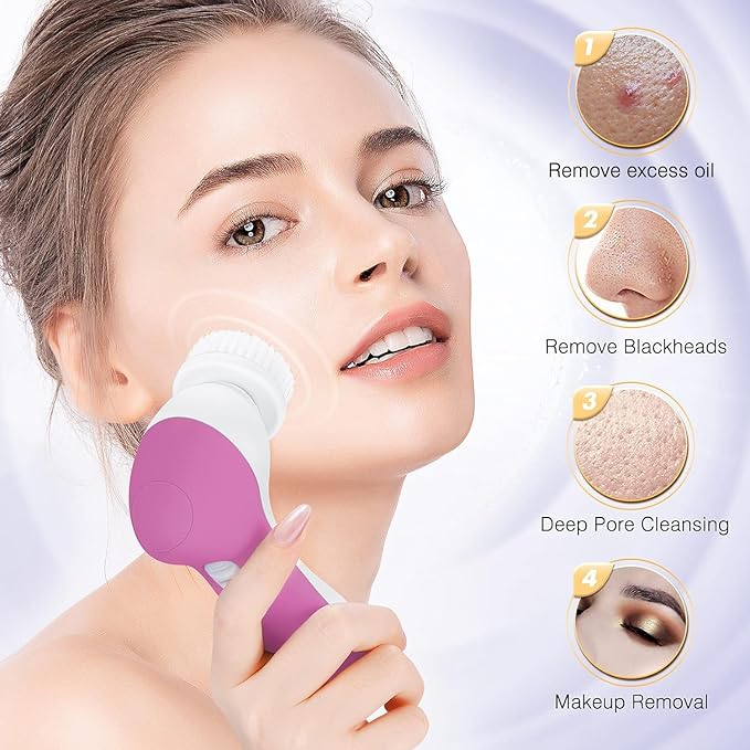 COSLUS Facial Cleansing Brush Silicone Face Scrubber: 2 in1 FBS-D Electric - Image 8