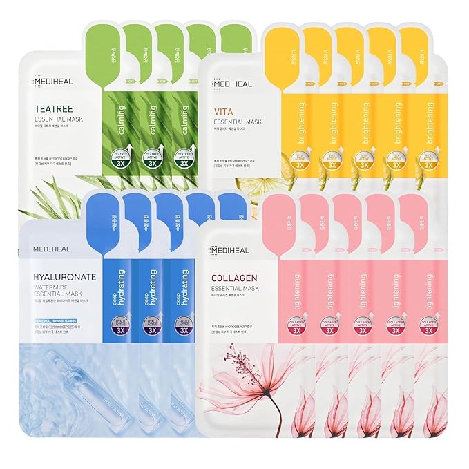 Mediheal Sheet Mask Essential HERO 20 Pack| Korean Skincare Facial Sheet Mask by MEDIHEAL