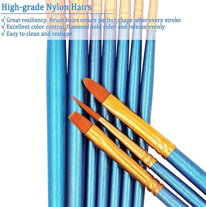 BOSOBO Paint Brush Sets, 6 Pack 60 Pcs Pointed-Round Tip Paintbrushes Nylon - Image 4